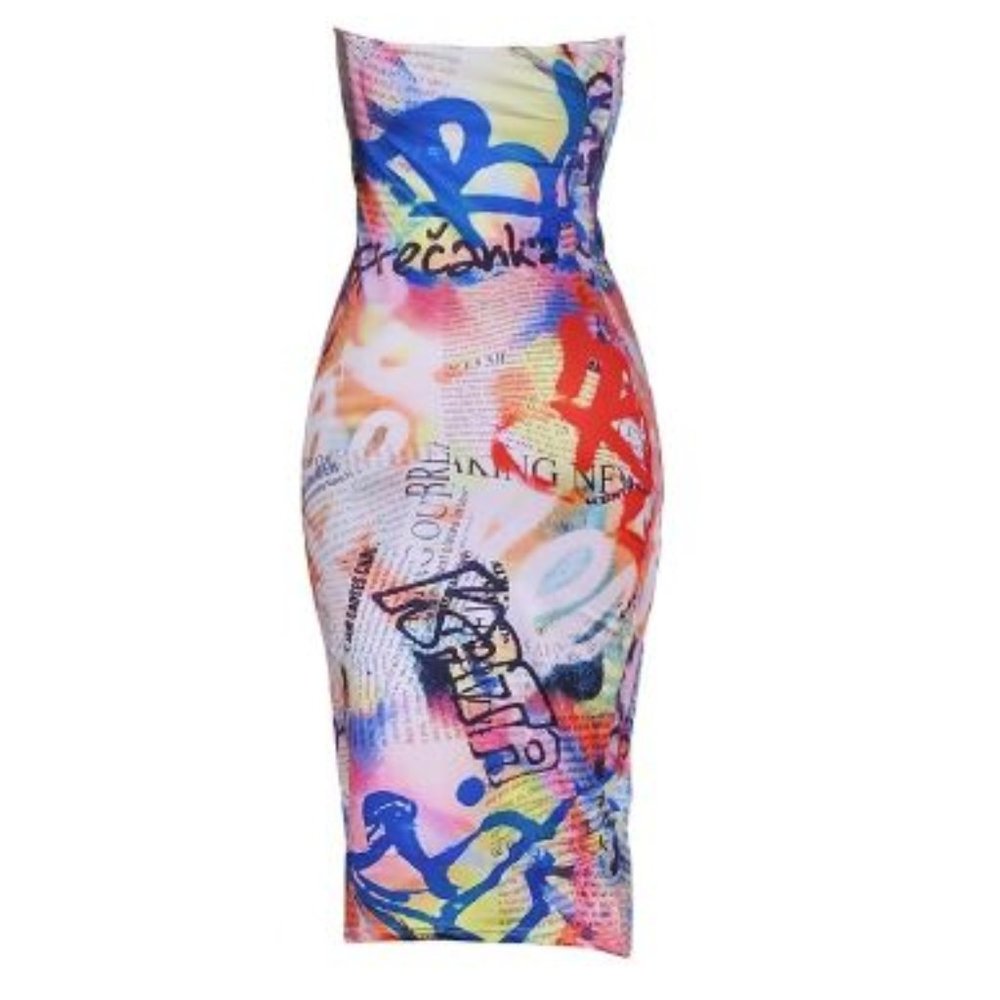 Bodycon Midi Printed Tube Dress - Picture 5 of 7